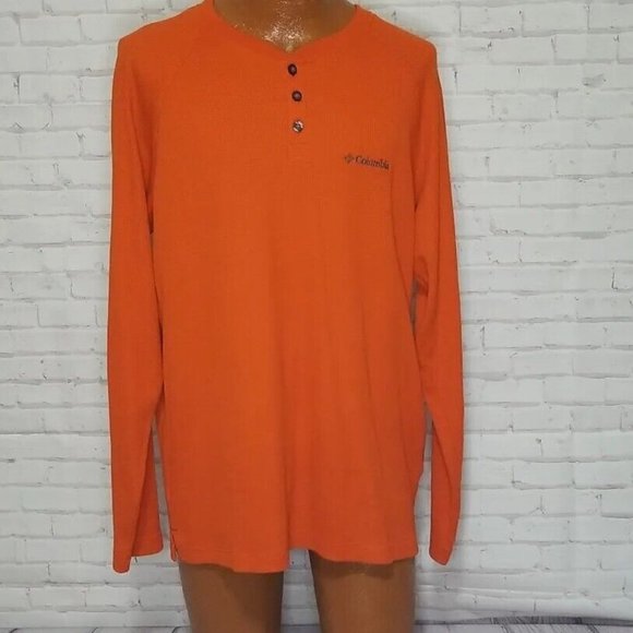 Columbia Other - Columbia Men's Sz L Omni-Wick Orange Long Sleeve Henley Shirt Henley